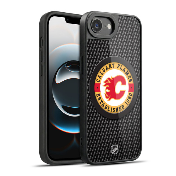 NHL Calgary Flames Puck Texture Gel Armour Case For Apple iPhone 16e / Apple iPhone 17e