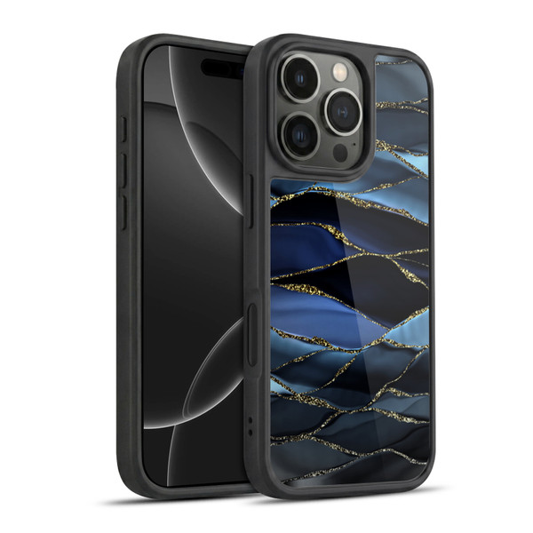 UtArt Dark Night Marble Deep Sparkle Waves Gel Armour Case For Apple iPhone 16 Pro