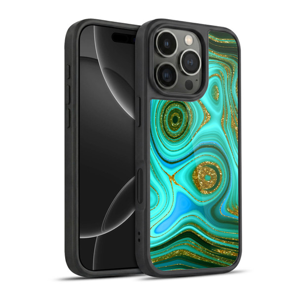 UtArt Malachite Emerald Liquid Gem Gel Armour Case For Apple iPhone 16 Pro