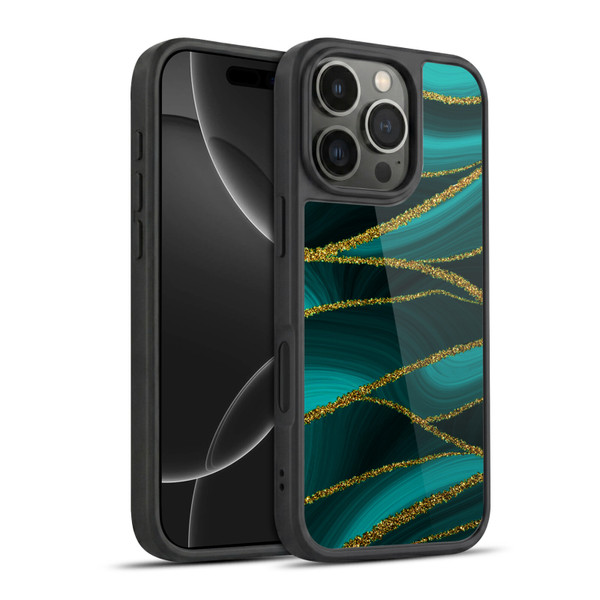 UtArt Malachite Emerald Turquoise Shimmers Gel Armour Case For Apple iPhone 16 Pro
