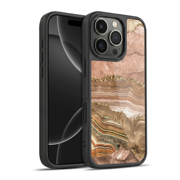 UtArt Wild Cat Marble Beige Gold Gel Armour Case For Apple iPhone 16 Pro
