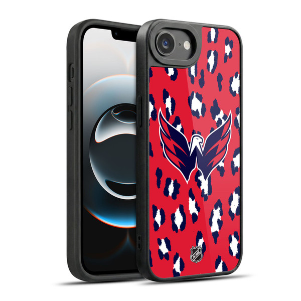 NHL Washington Capitals Leopard Pattern Gel Armour Case For Apple iPhone 16e / Apple iPhone 17e