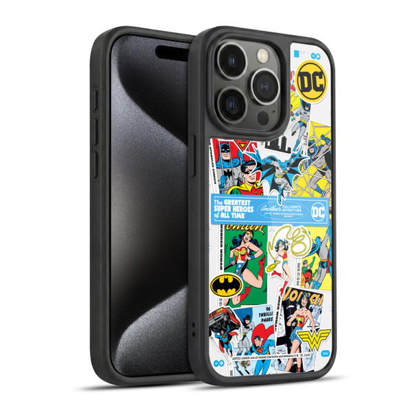Justice League DC Comics 90th Anniversary Sticker Collage Gel Armour Case For Apple iPhone 15 Pro