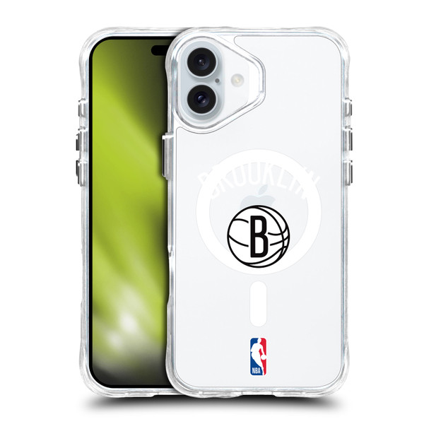 NBA Brooklyn Nets Logo Black Design Text SHOCKPROOF BUMPER CASE COMPATIBLE WITH Apple iPhone 16 Plus & MAGSAFE