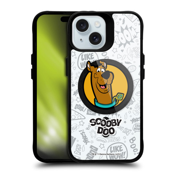 Scooby-Doo Character Art Pattern BLACK SHOCKPROOF BUMPER CASE COMPATIBLE WITH Apple iPhone 15 & MAGSAFE