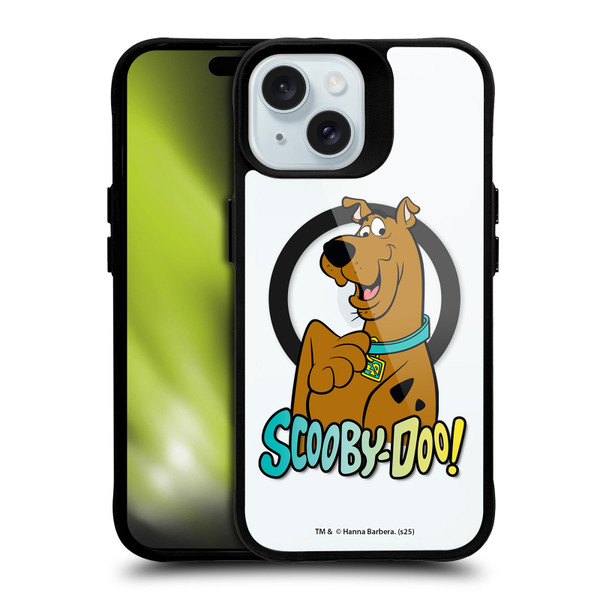 Scooby-Doo Character Art Pose BLACK SHOCKPROOF BUMPER CASE COMPATIBLE WITH Apple iPhone 15 & MAGSAFE