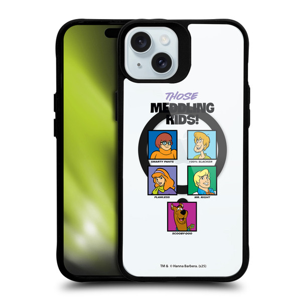 Scooby-Doo Character Art Meddling Kids BLACK SHOCKPROOF BUMPER CASE COMPATIBLE WITH Apple iPhone 15 Plus & MAGSAFE