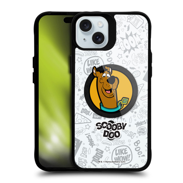 Scooby-Doo Character Art Pattern BLACK SHOCKPROOF BUMPER CASE COMPATIBLE WITH Apple iPhone 15 Plus & MAGSAFE