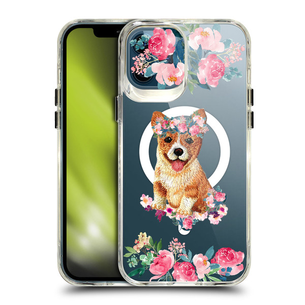 Monika Strigel Flower Collection Corgi SHOCKPROOF BUMPER CASE COMPATIBLE WITH Apple iPhone 12 Pro Max & MAGSAFE