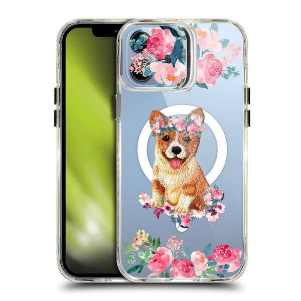 Monika Strigel Flower Collection Corgi SHOCKPROOF BUMPER CASE COMPATIBLE WITH Apple iPhone 13 Pro Max & MAGSAFE