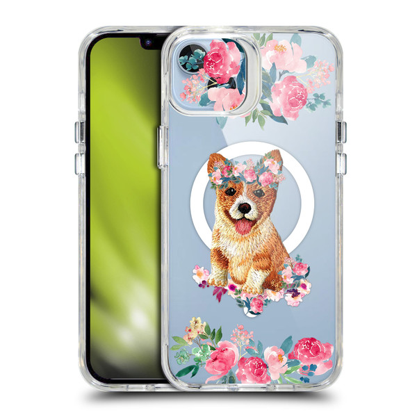Monika Strigel Flower Collection Corgi SHOCKPROOF BUMPER CASE COMPATIBLE WITH Apple iPhone 14 Plus & MAGSAFE