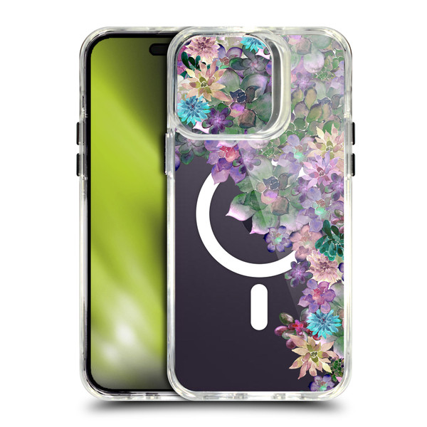 Monika Strigel Flower Collection Succulent Garden Purple SHOCKPROOF BUMPER CASE COMPATIBLE WITH Apple iPhone 14 Pro Max & MAGSAFE