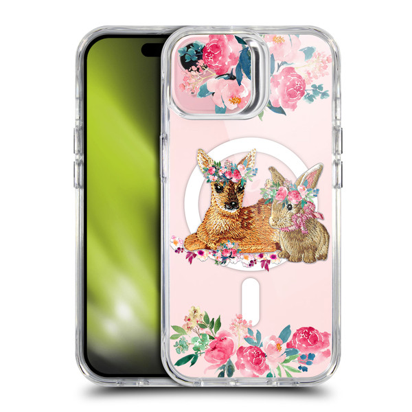 Monika Strigel Flower Collection Fawn & Bunny SHOCKPROOF BUMPER CASE COMPATIBLE WITH Apple iPhone 15 & MAGSAFE