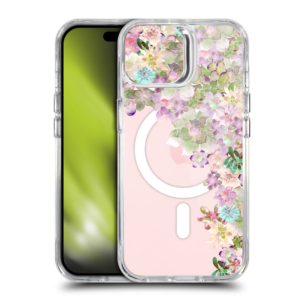 Monika Strigel Flower Collection Succulent Garden Peach SHOCKPROOF BUMPER CASE COMPATIBLE WITH Apple iPhone 15 & MAGSAFE