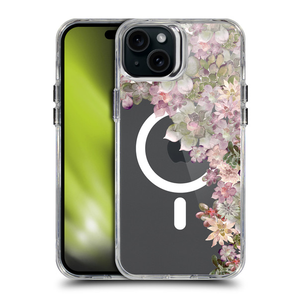 Monika Strigel Flower Collection Succulent Garden Rose SHOCKPROOF BUMPER CASE COMPATIBLE WITH Apple iPhone 15 Plus & MAGSAFE