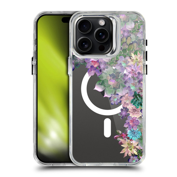 Monika Strigel Flower Collection Succulent Garden Purple SHOCKPROOF BUMPER CASE COMPATIBLE WITH Apple iPhone 15 Pro Max & MAGSAFE