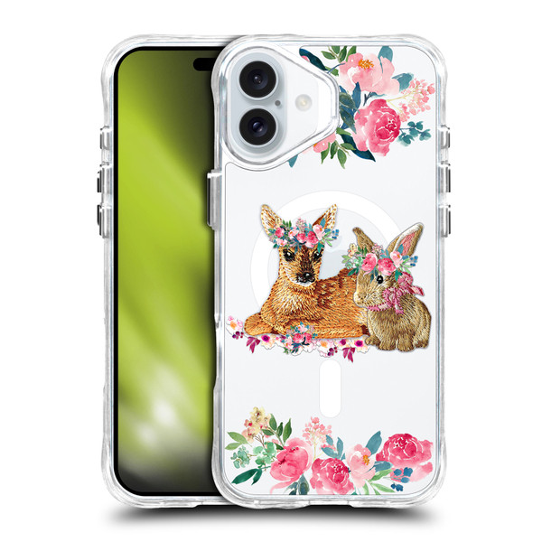 Monika Strigel Flower Collection Fawn & Bunny SHOCKPROOF BUMPER CASE COMPATIBLE WITH Apple iPhone 16 Plus & MAGSAFE