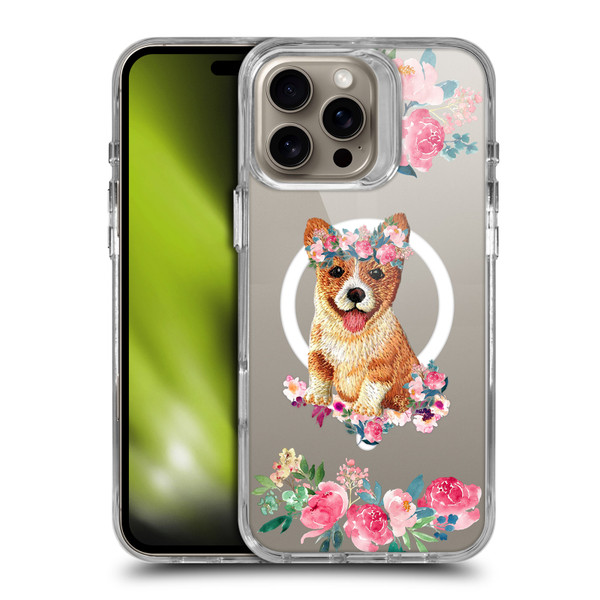 Monika Strigel Flower Collection Corgi SHOCKPROOF BUMPER CASE COMPATIBLE WITH Apple iPhone 16 Pro Max & MAGSAFE