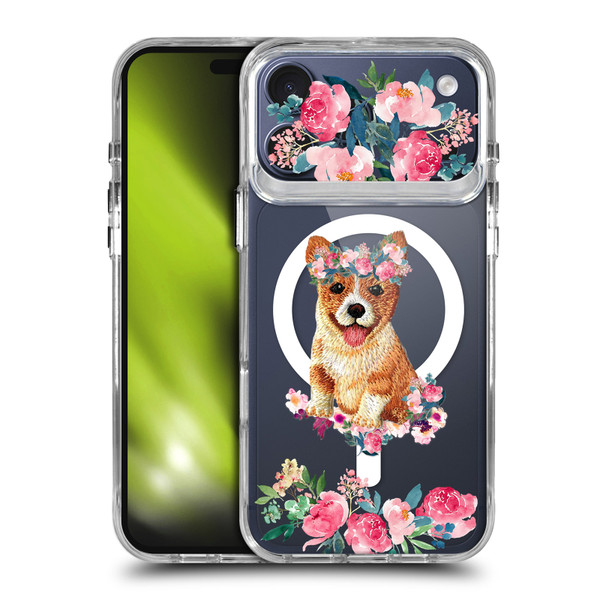 Monika Strigel Flower Collection Corgi SHOCKPROOF BUMPER CASE COMPATIBLE WITH Apple iPhone 17 Pro Max & MAGSAFE