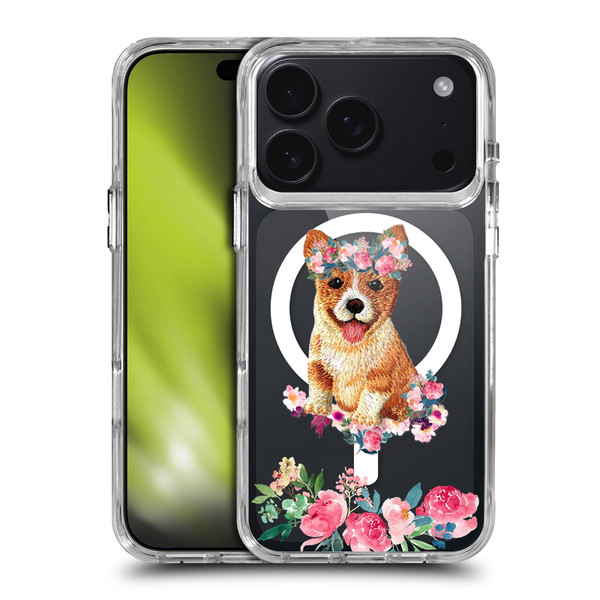Monika Strigel Flower Collection Corgi SHOCKPROOF BUMPER CASE COMPATIBLE WITH Apple iPhone 17 Pro & MAGSAFE