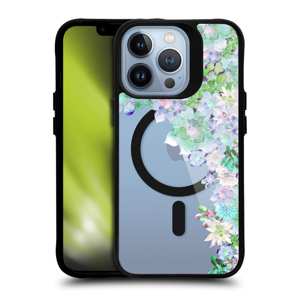 Monika Strigel Flower Collection My Succulent Garden BLACK SHOCKPROOF BUMPER CASE COMPATIBLE WITH Apple iPhone 13 Pro & MAGSAFE
