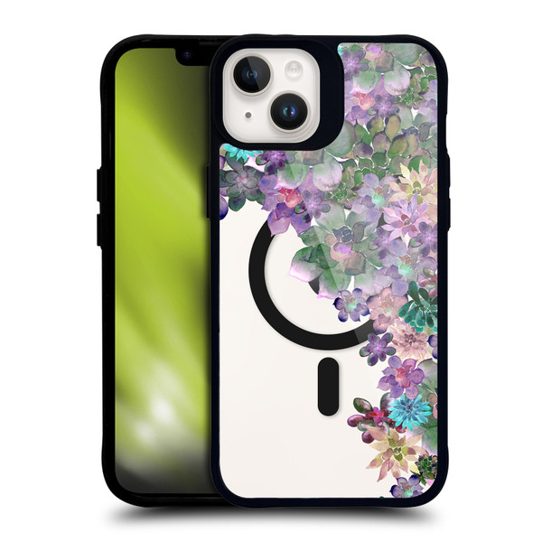 Monika Strigel Flower Collection Succulent Garden Purple BLACK SHOCKPROOF BUMPER CASE COMPATIBLE WITH Apple iPhone 14 Plus & MAGSAFE