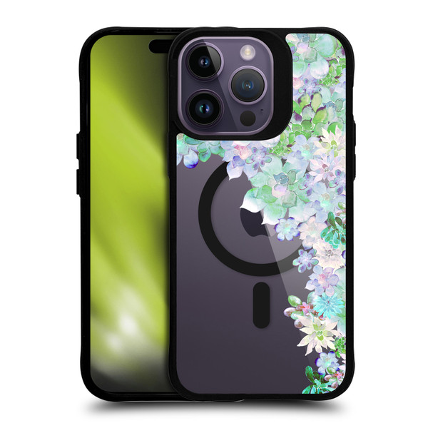 Monika Strigel Flower Collection My Succulent Garden BLACK SHOCKPROOF BUMPER CASE COMPATIBLE WITH Apple iPhone 14 Pro Max & MAGSAFE