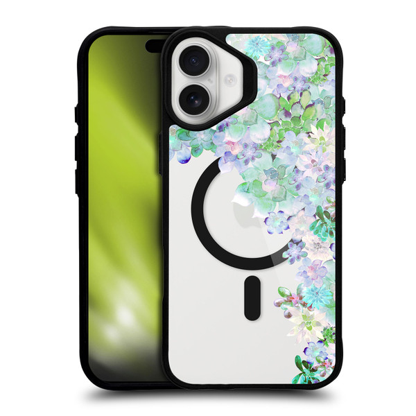 Monika Strigel Flower Collection My Succulent Garden BLACK SHOCKPROOF BUMPER CASE COMPATIBLE WITH Apple iPhone 16 Plus & MAGSAFE