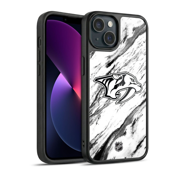 NHL Nashville Predators Marble Gel Armour Case For Apple iPhone 13