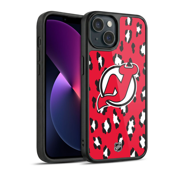 NHL New Jersey Devils Leopard Pattern Gel Armour Case For Apple iPhone 13