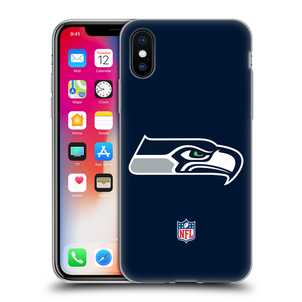 NFL Seattle Seahawks Logo Plain Soft Gel Case for Apple iPhone X / iPhone XS & MagSafe
