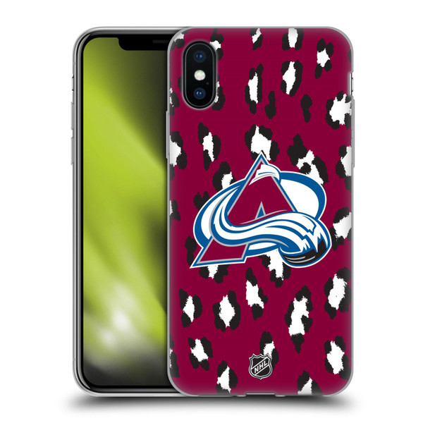 NHL Colorado Avalanche Leopard Pattern Soft Gel Case for Apple iPhone X / iPhone XS & MagSafe