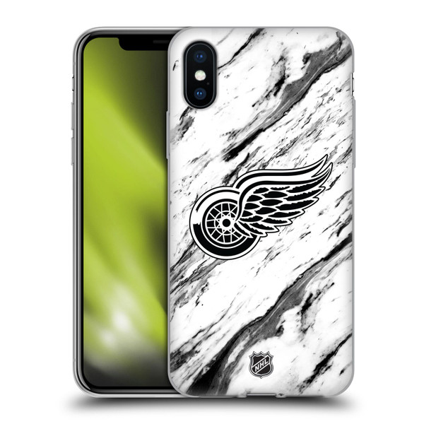 NHL Detroit Red Wings Marble Soft Gel Case for Apple iPhone X / iPhone XS & MagSafe