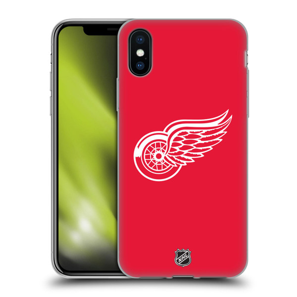 NHL Detroit Red Wings Plain Soft Gel Case for Apple iPhone X / iPhone XS & MagSafe
