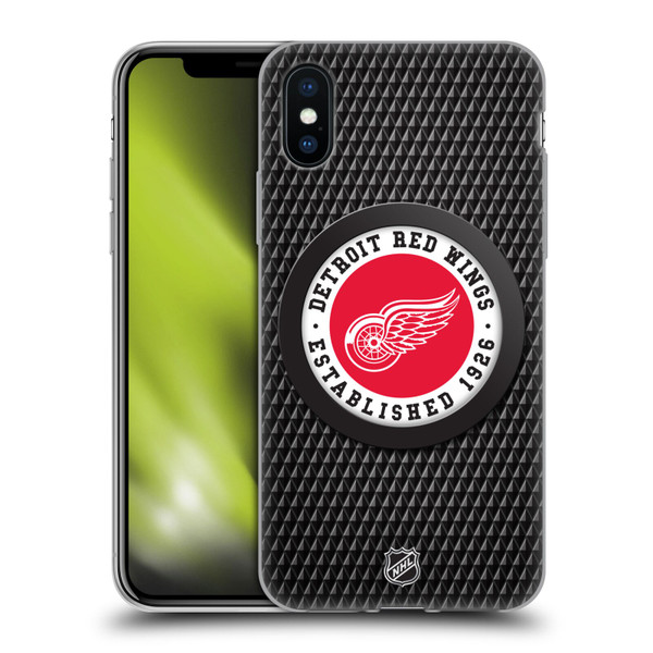 NHL Detroit Red Wings Puck Texture Soft Gel Case for Apple iPhone X / iPhone XS & MagSafe