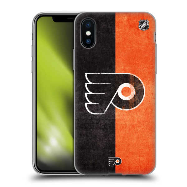 NHL Philadelphia Flyers Half Distressed Soft Gel Case for Apple iPhone X / iPhone XS & MagSafe