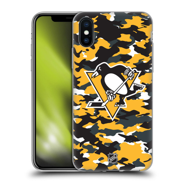NHL Pittsburgh Penguins Camouflage Soft Gel Case for Apple iPhone X / iPhone XS & MagSafe