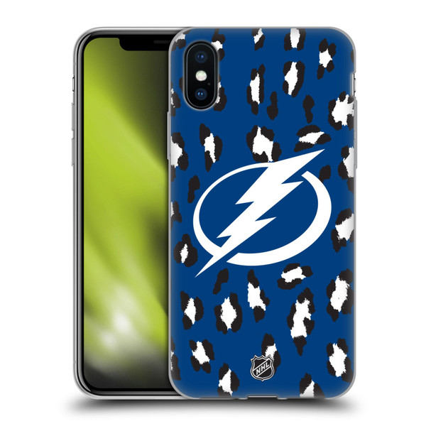 NHL Tampa Bay Lightning Leopard Pattern Soft Gel Case for Apple iPhone X / iPhone XS & MagSafe
