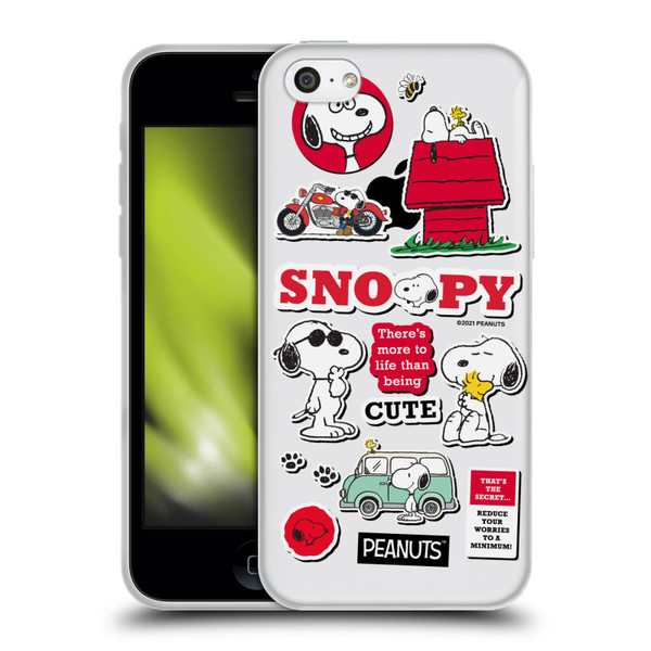 Peanuts Trends Snoopy Sticker Print Soft Gel Case for Apple iPhone 5c