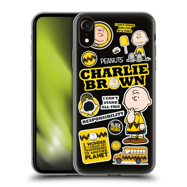 Peanuts Trends Charlie Brown Sticker Print Soft Gel Case for Apple iPhone XR