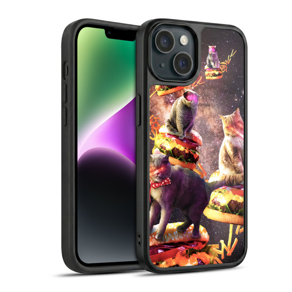 Random Galaxy Space Cat Burger & Fries Gel Armour Case For Apple iPhone 14