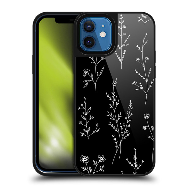 Anis Illustration Wildflowers Black Gel Armour Case For Apple iPhone 12 / iPhone 12 Pro