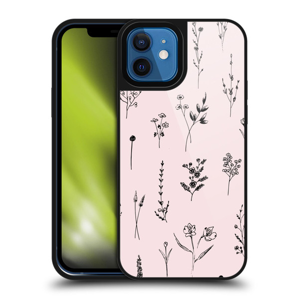 Anis Illustration Wildflowers Light Pink Gel Armour Case For Apple iPhone 12 / iPhone 12 Pro