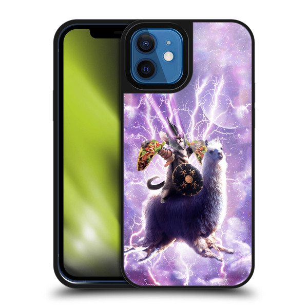 Random Galaxy Space Llama Lazer Cat & Tacos Gel Armour Case For Apple iPhone 12 / iPhone 12 Pro
