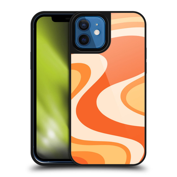 Kierkegaard Design Studio Retro Abstract Patterns Tangerine Wave Machine Gel Armour Case For Apple iPhone 12 / iPhone 12 Pro