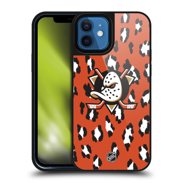NHL Anaheim Ducks Leopard Pattern Gel Armour Case For Apple iPhone 12 / iPhone 12 Pro