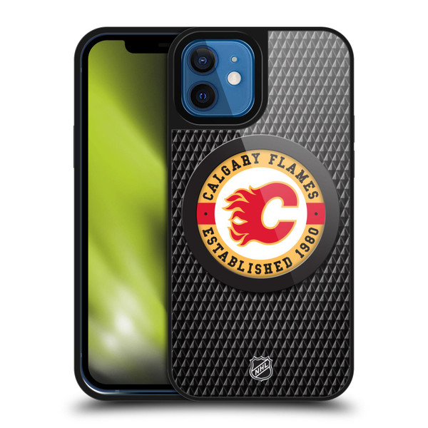 NHL Calgary Flames Puck Texture Gel Armour Case For Apple iPhone 12 / iPhone 12 Pro