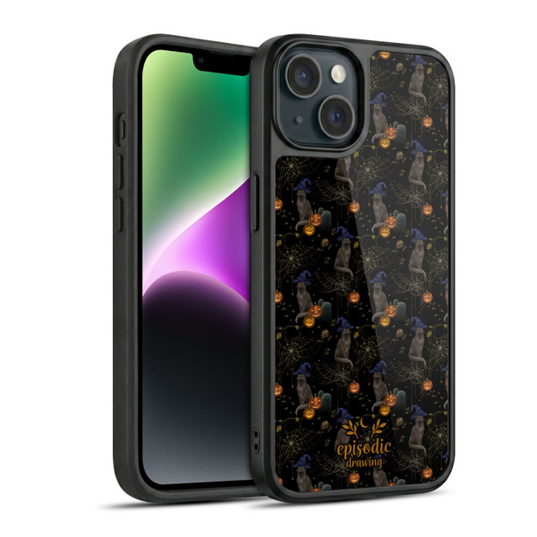 Episodic Drawing Spooky Patterns Cat's Halloween Hat Gel Armour Case For Apple iPhone 14