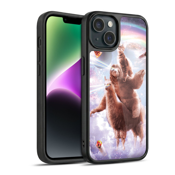 Random Galaxy Space Llama Sloth & Cat Lazer Eyes Gel Armour Case For Apple iPhone 14