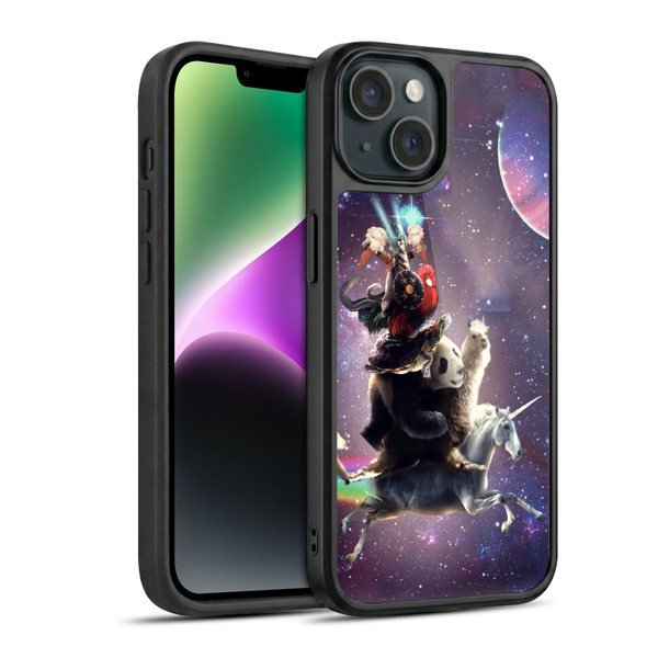 Random Galaxy Space Llama Unicorn Space Ride Gel Armour Case For Apple iPhone 14